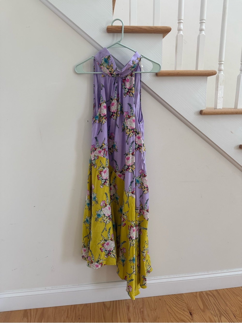 Anthropologie Lavender Floral Halter Maxi Dress with Yellow Accents - Picture 1 of 3